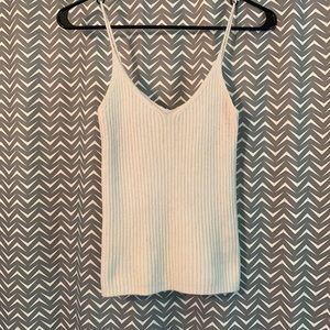 White Knit Spaghetti Strap Tank Top